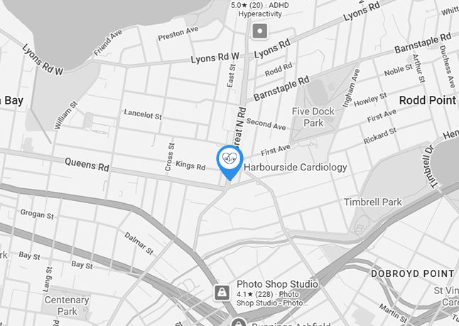 Map to Harbourside Cardiology Five Dock